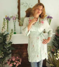 Pistachio peony silk kimono